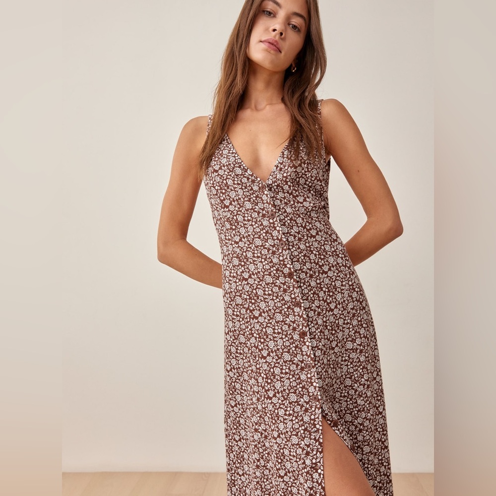 Reformation Brown Floral Dress